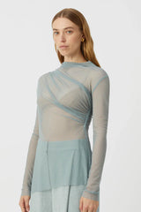 CAMILLA AND MARC - LATTICE LONG SLEEVE SHEER TOP - SEAFOAM