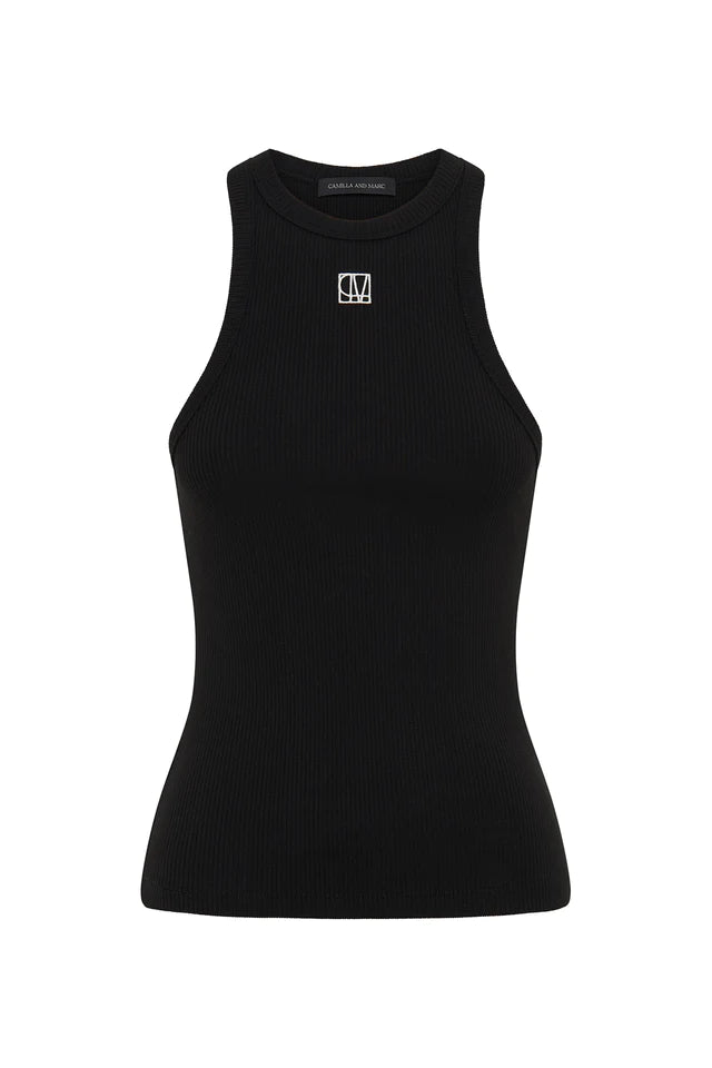 CAMILLA AND MARC - NORA RIB TOP - BLACK/OFF WHITE