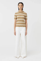 CAMILLA AND MARC - UMI KNIT TSHIRT - TAN AND CREAM