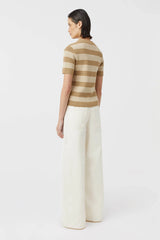 CAMILLA AND MARC - UMI KNIT TSHIRT - TAN AND CREAM