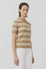 CAMILLA AND MARC - UMI KNIT TSHIRT - TAN AND CREAM