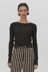 CAMILLA AND MARC - DELPHIN BUTTON DOWN TOP - BLACK