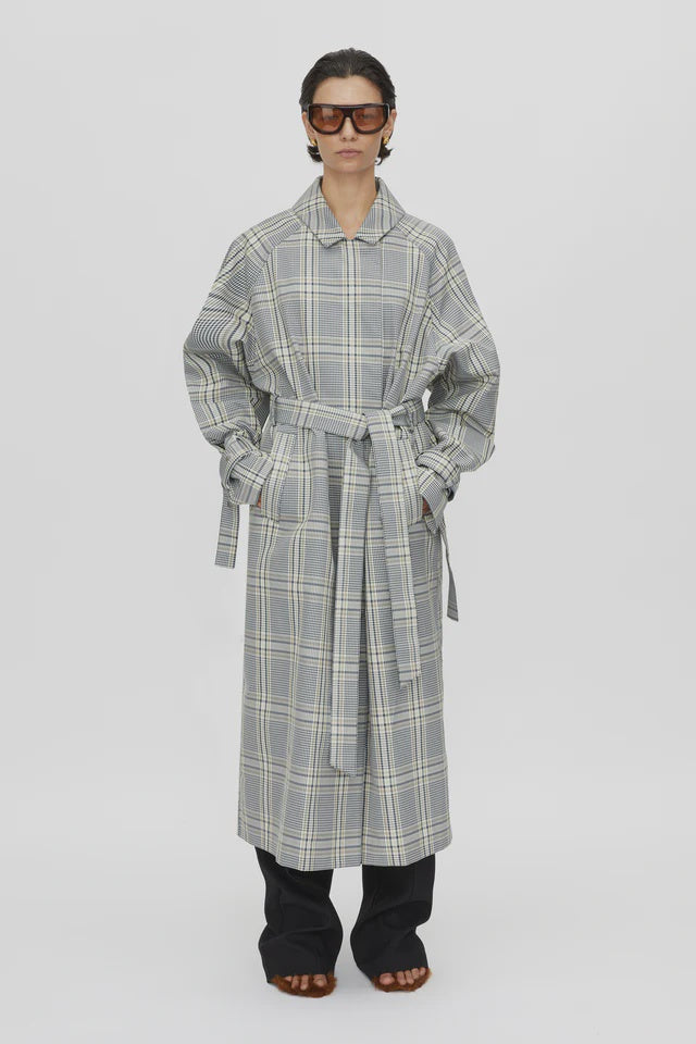 CAMILLA AND MARC - DELTA PLAID TRENCH - KHAKI PLAID