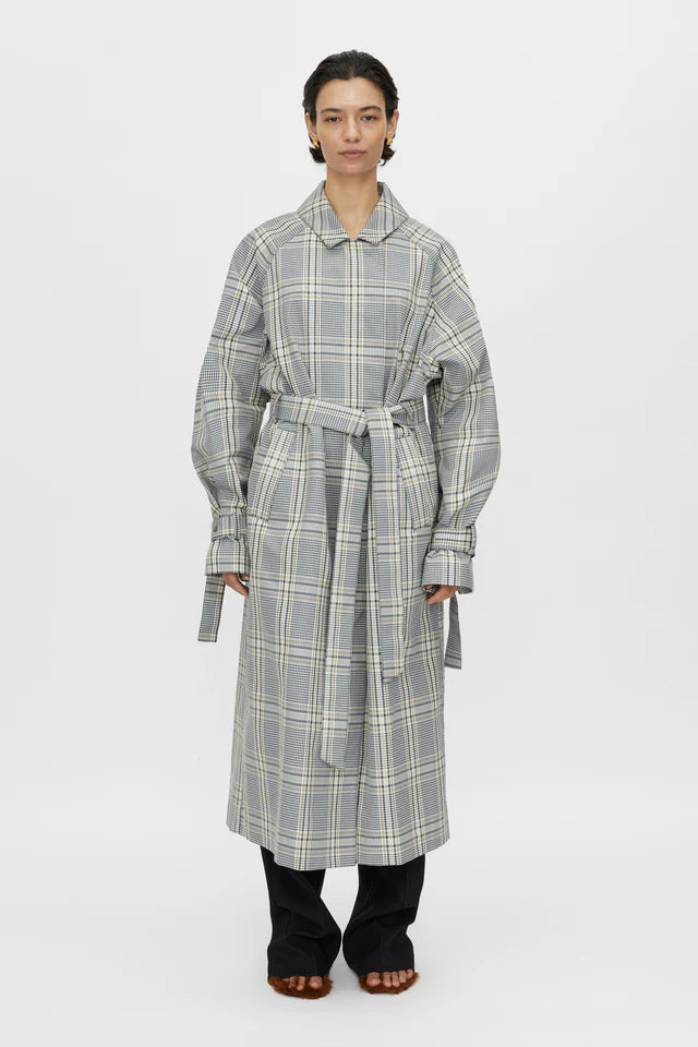 CAMILLA AND MARC - DELTA PLAID TRENCH - KHAKI PLAID