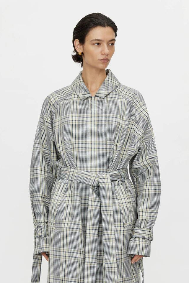 CAMILLA AND MARC - DELTA PLAID TRENCH - KHAKI PLAID
