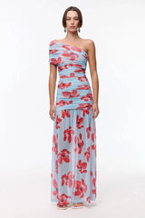 SUBOO - CHLOE FLORAL 3 WAY MAXI DRESS - BLUE PINK