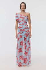 SUBOO - CHLOE FLORAL 3 WAY MAXI DRESS - BLUE PINK