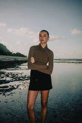 RAEF THE LABEL - JEWEL LONG SLEEVE TOP - MOCHA