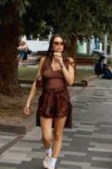RAEF THE LABEL - VALERIE RIBBED TANK - CHOCOLATE