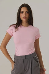 RAEF THE LABEL - ZARAH DOUBLE LAYER BABY TEE - POP PINK