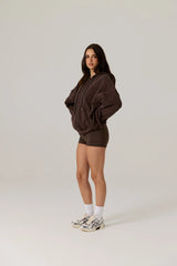RAEF THE LABEL - FLEECE HOODIE - DARK TRUFFLE