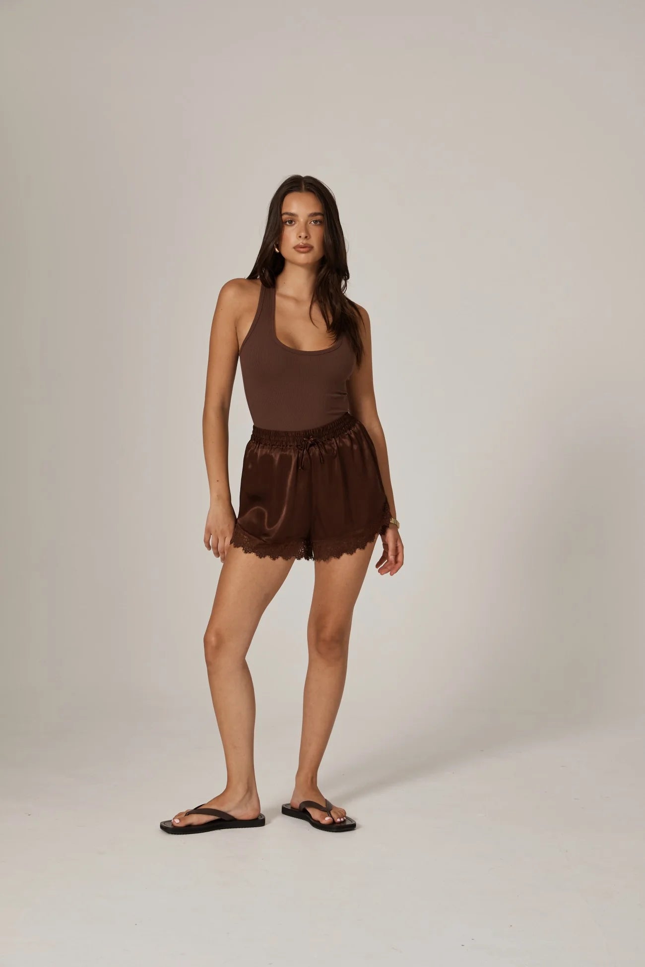 RAEF THE LABEL - LOLA LACE SHORT - COCOA
