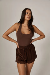 RAEF THE LABEL - VALERIE RIBBED TANK - CHOCOLATE
