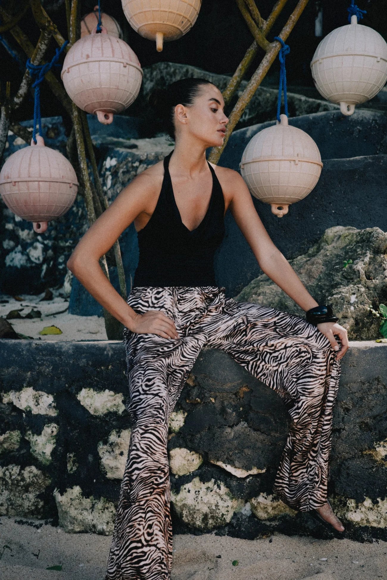 RAEF THE LABEL - CAMILA SATIN PANT - BRONZED ZEBRA