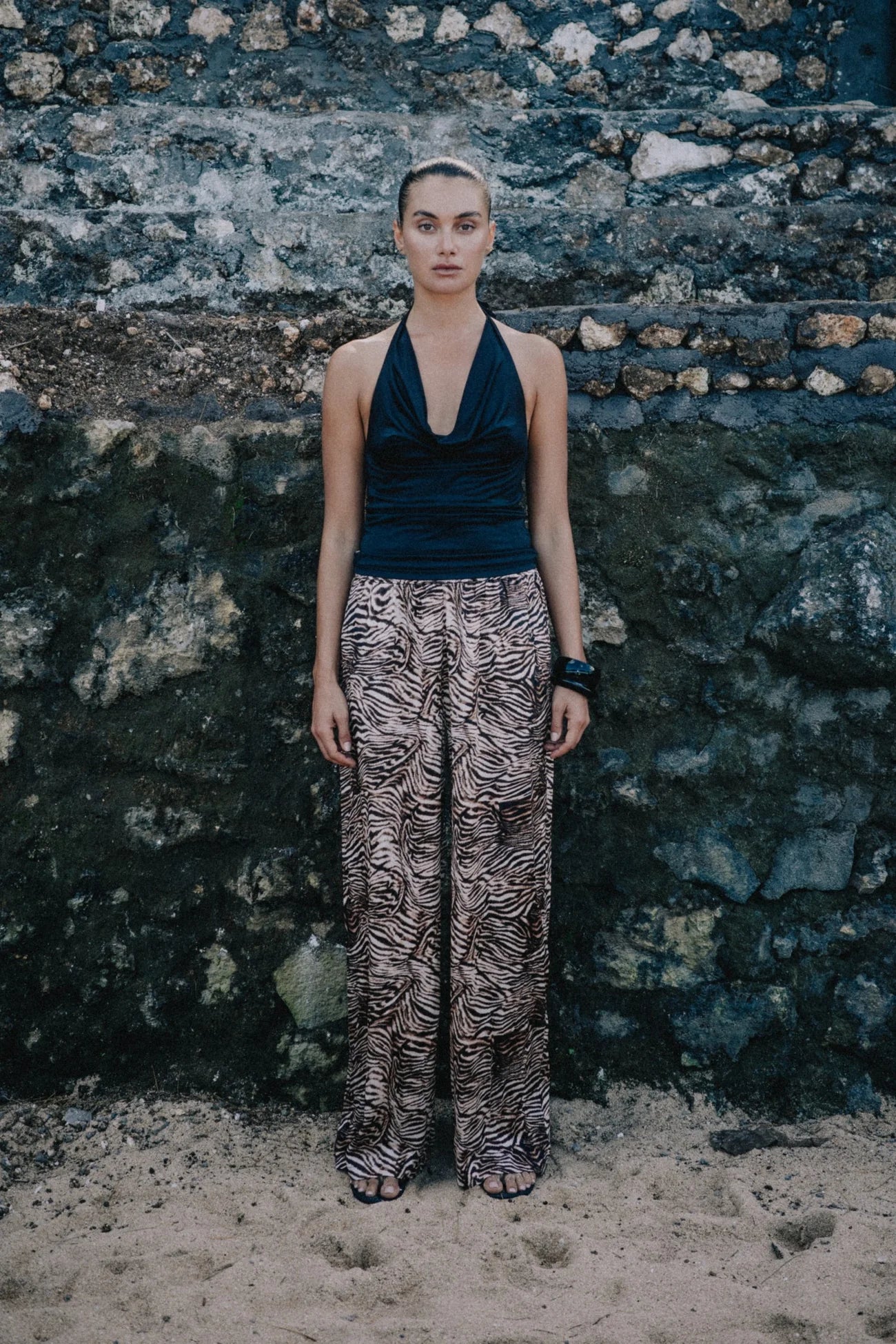 RAEF THE LABEL - CAMILA SATIN PANT - BRONZED ZEBRA