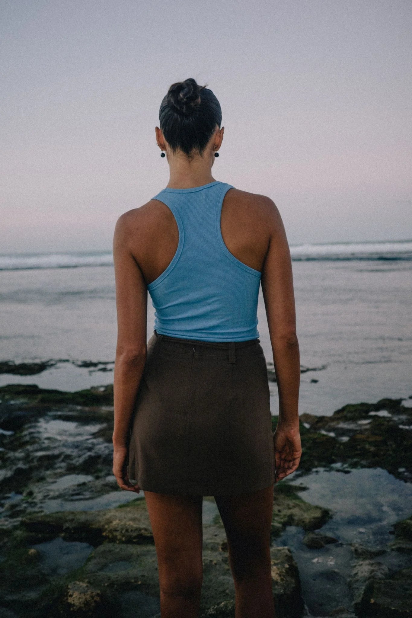 RAEF THE LABEL - VALERIE RIBBED TANK - CORNFLOWER