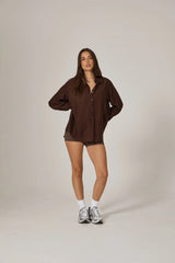 RAEF THE LABEL - LENNOX RELAXED SHIRT - CHOCOLATE