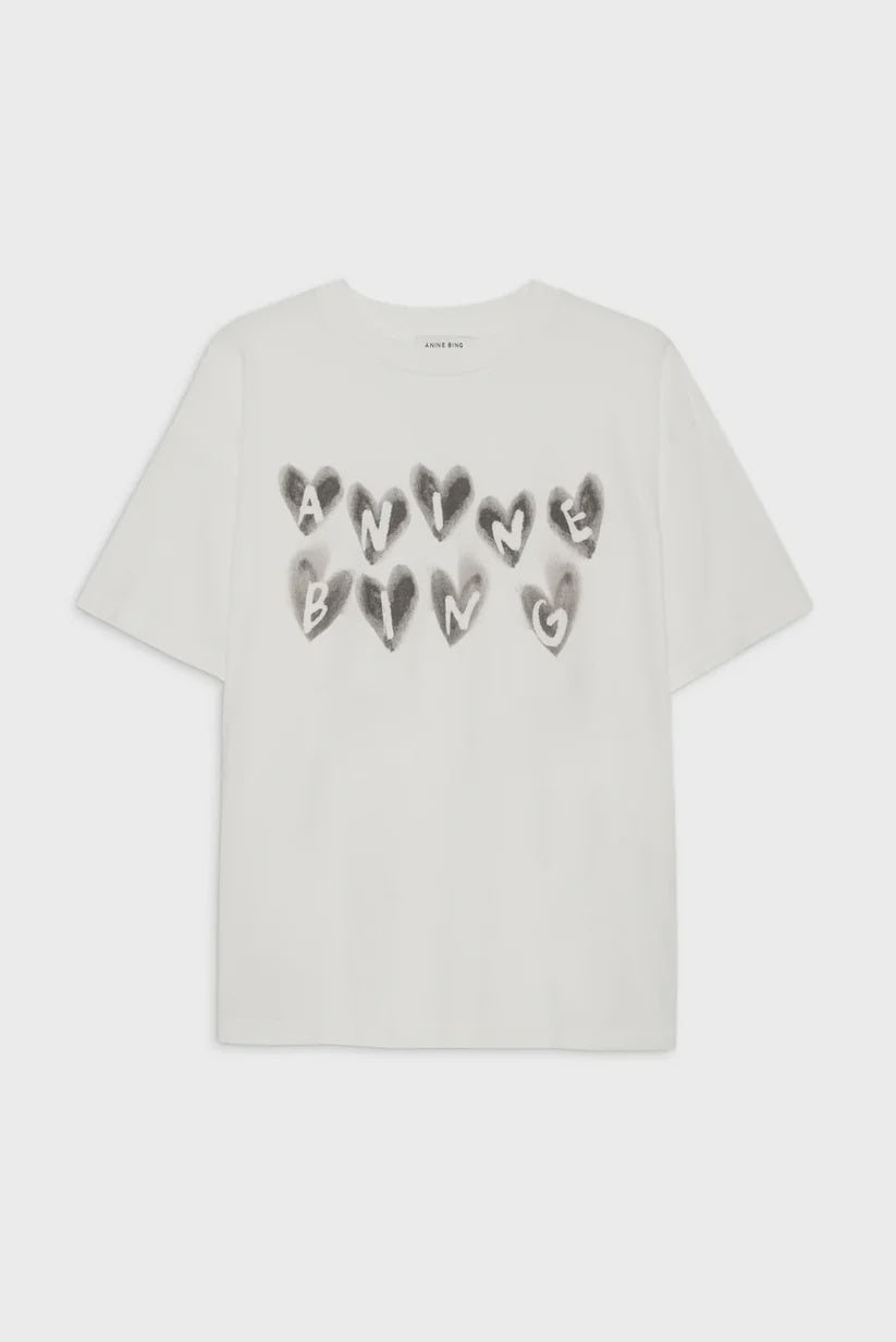 ANINE BING - CADE TEE HEARTS - IVORY