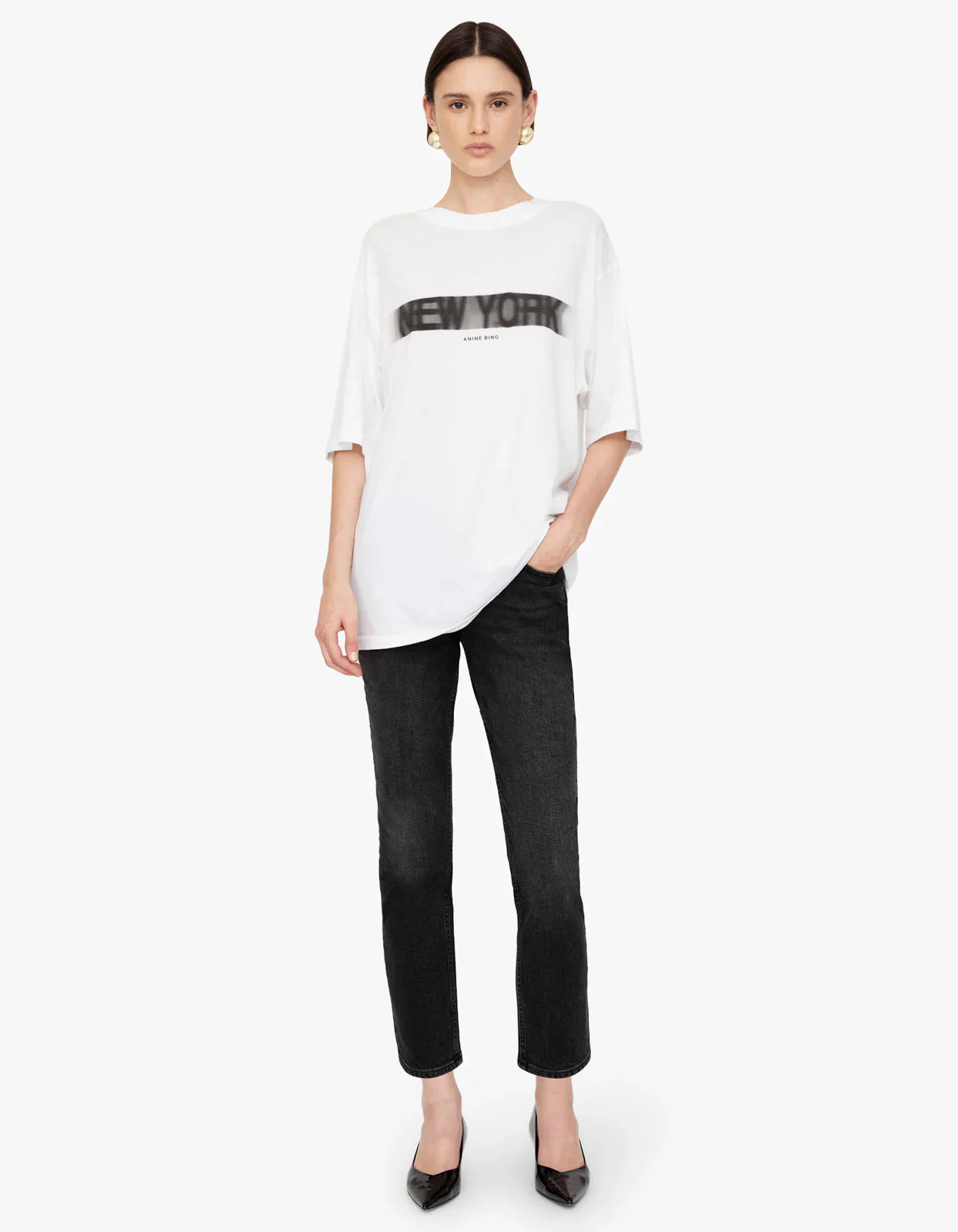 ANINE BING - CASON TEE BLUR - IVORY