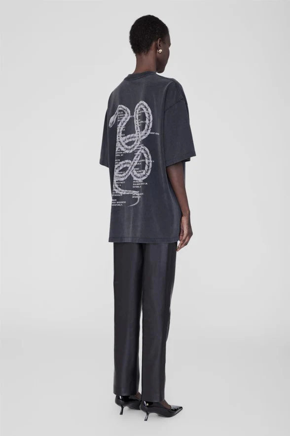 ANINE BING - KENT TEE TWISTED SNAKE - CHARCOAL BLACK