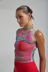 SUMMI SUMMI - MESH HIGH NECK TANK - DRAGON BLAZE