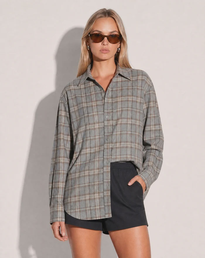 RAEF THE LABEL - DREW SHIRT - GREY BROWN CHECK
