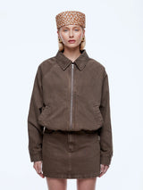 ENA PELLY - BILLY DENIM BOMBER - MUSHROOM