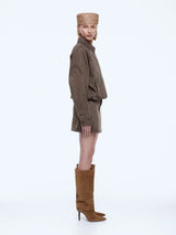 ENA PELLY - BILLY DENIM BOMBER - MUSHROOM