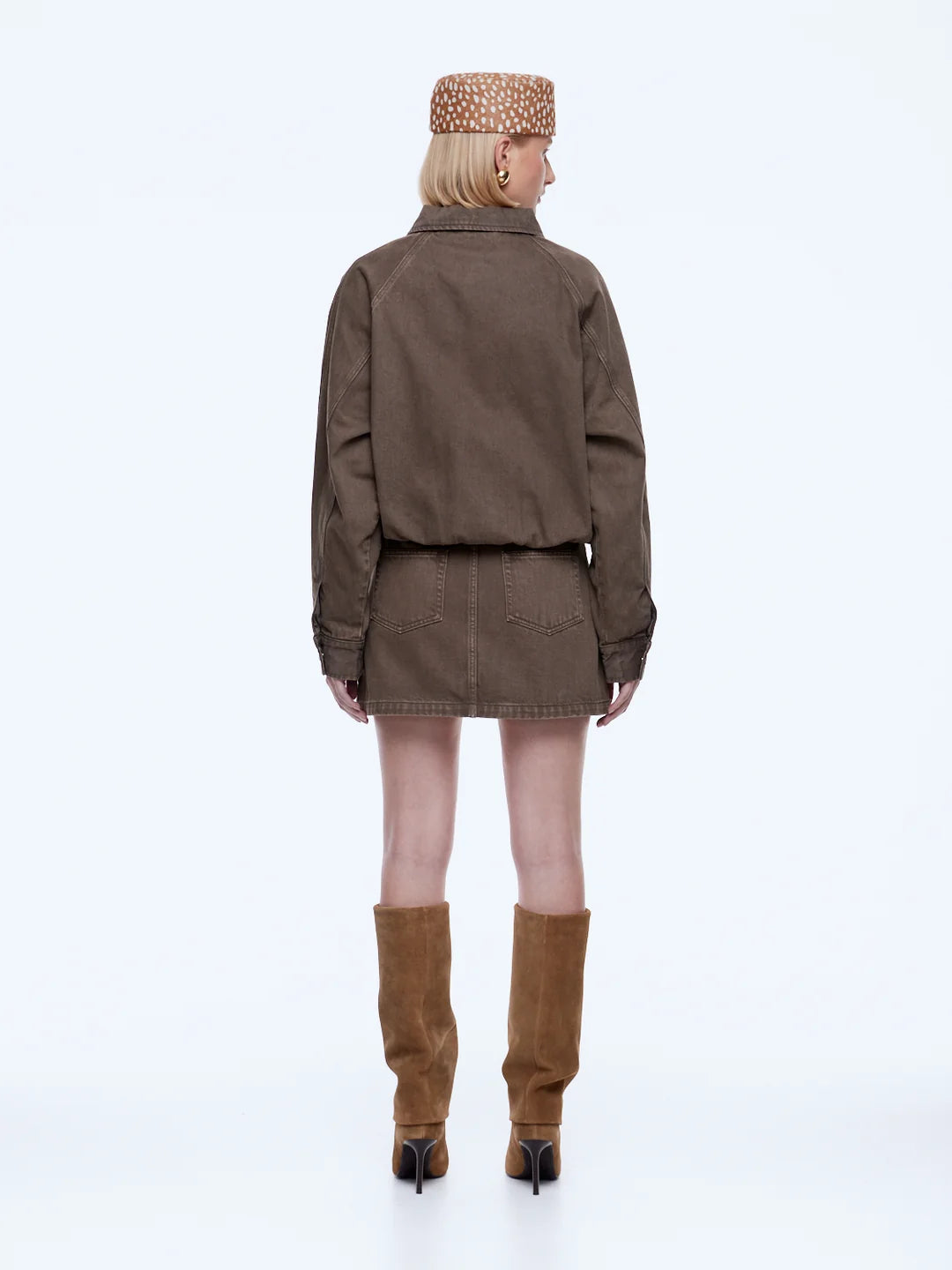 ENA PELLY - BILLY DENIM BOMBER - MUSHROOM