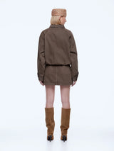 ENA PELLY - BILLY DENIM BOMBER - MUSHROOM