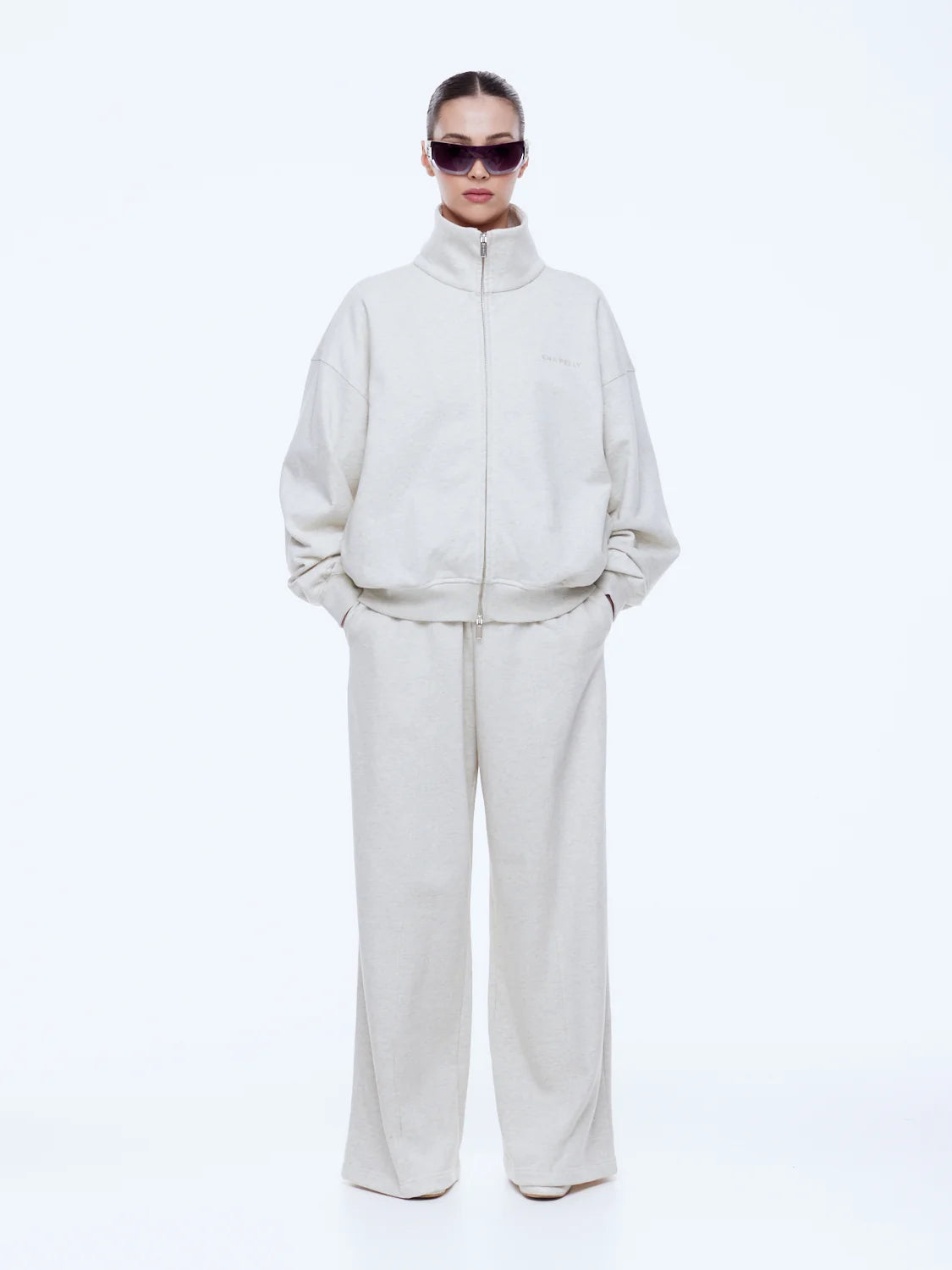 ENA PELLY - PARIS TERRY ZIP THRU - OAT MARLE