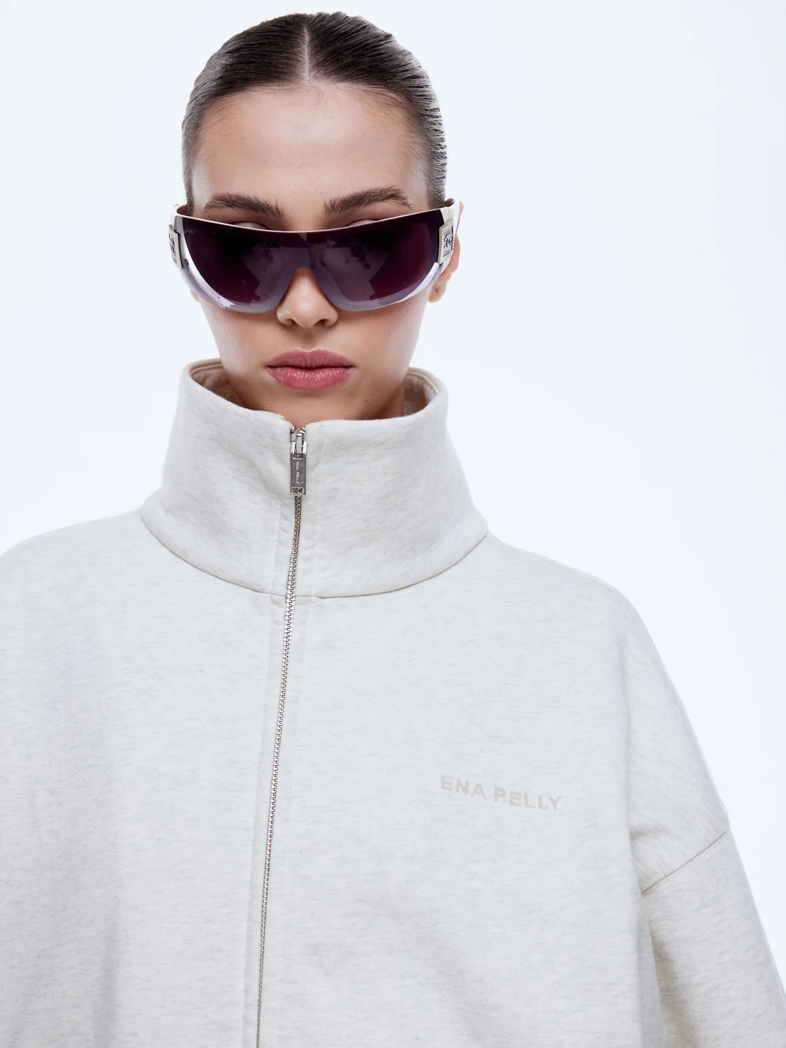 ENA PELLY - PARIS TERRY ZIP THRU - OAT MARLE