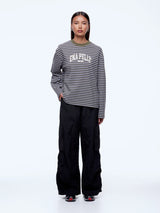 ENA PELLY - MARIA BOXY LONG SLEEVE TEE  - MONROE - GREEN MULTI STRIPE