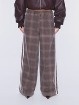 ENA PELLY - MYLA WIDE LEG PANT - BURGANDY CHECK