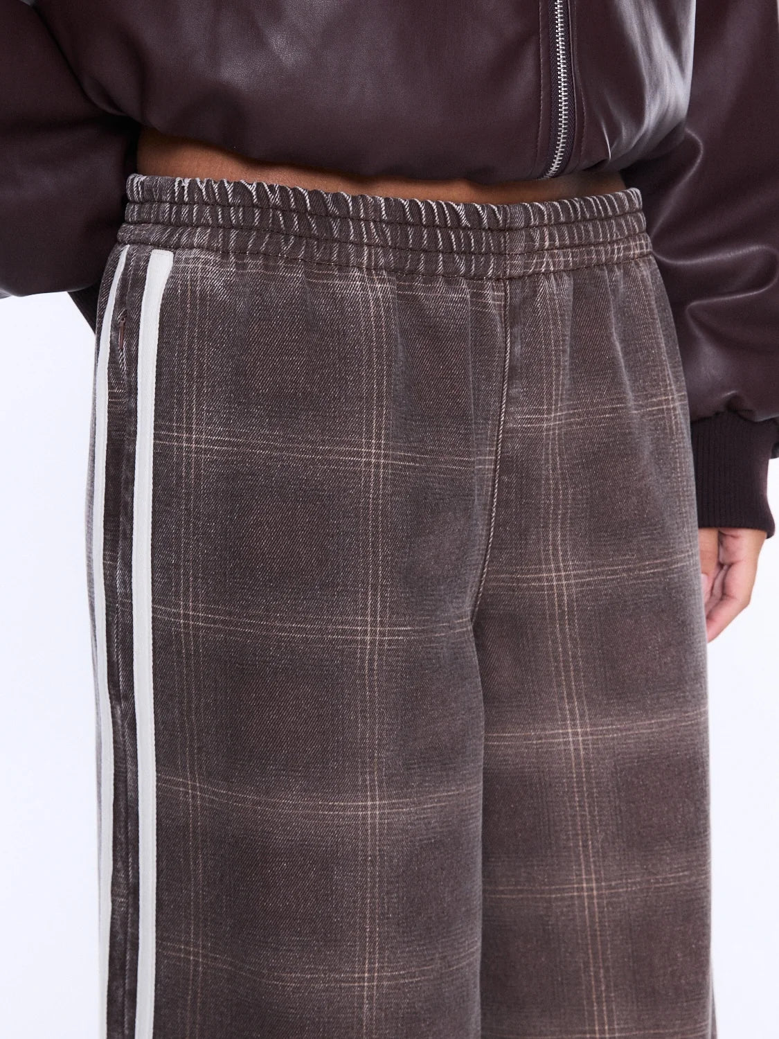 ENA PELLY - MYLA WIDE LEG PANT - BURGANDY CHECK