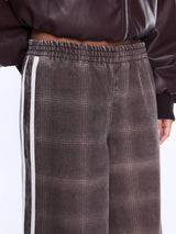 ENA PELLY - MYLA WIDE LEG PANT - BURGANDY CHECK