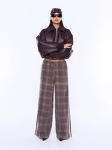 ENA PELLY - MYLA WIDE LEG PANT - BURGANDY CHECK