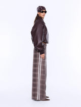 ENA PELLY - MYLA WIDE LEG PANT - BURGANDY CHECK