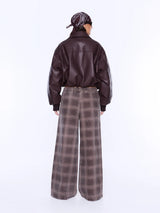 ENA PELLY - MYLA WIDE LEG PANT - BURGANDY CHECK
