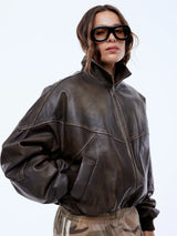 ENA PELLY - MARI LEATHER BOMBER -MOCHA