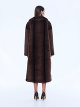 ENA PELLY - NOVA LONGLINE FAUX FUR JACKET - BROWN MULTI