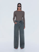 ENA PELLY - GEORGIA DENIM JEAN - WASHED OLIVE