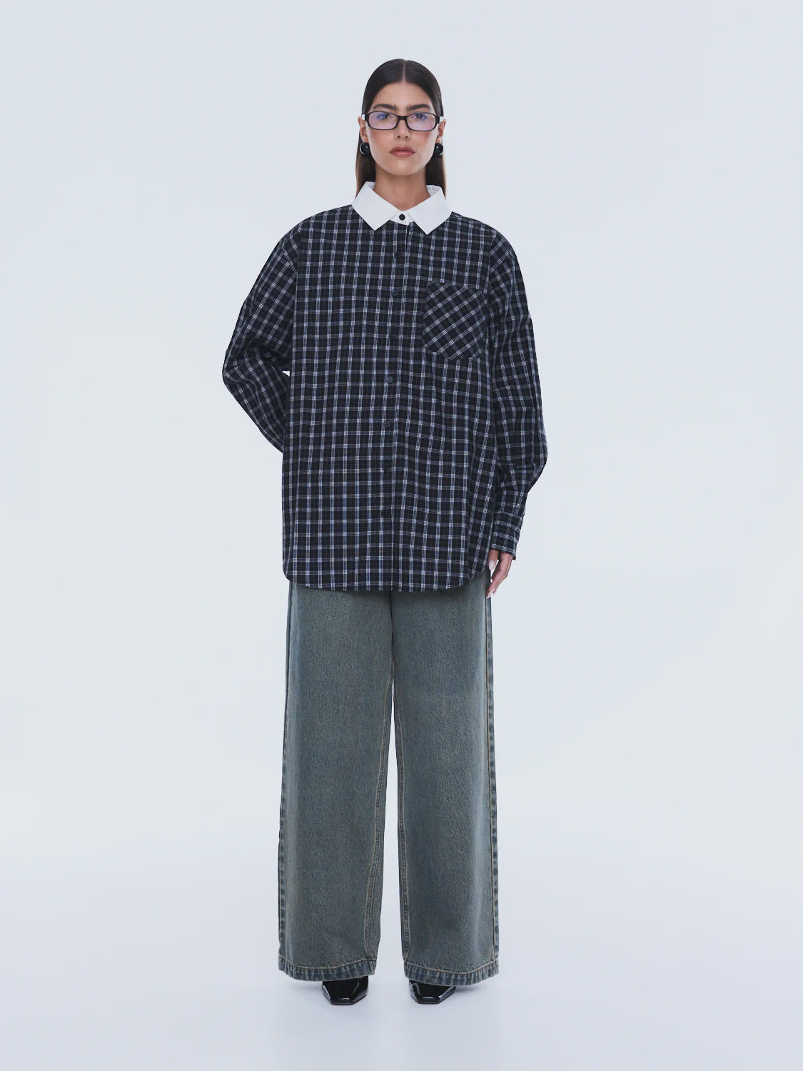 ENA PELLY - LOUISE CHECK SHIRT - BLACK CHECK