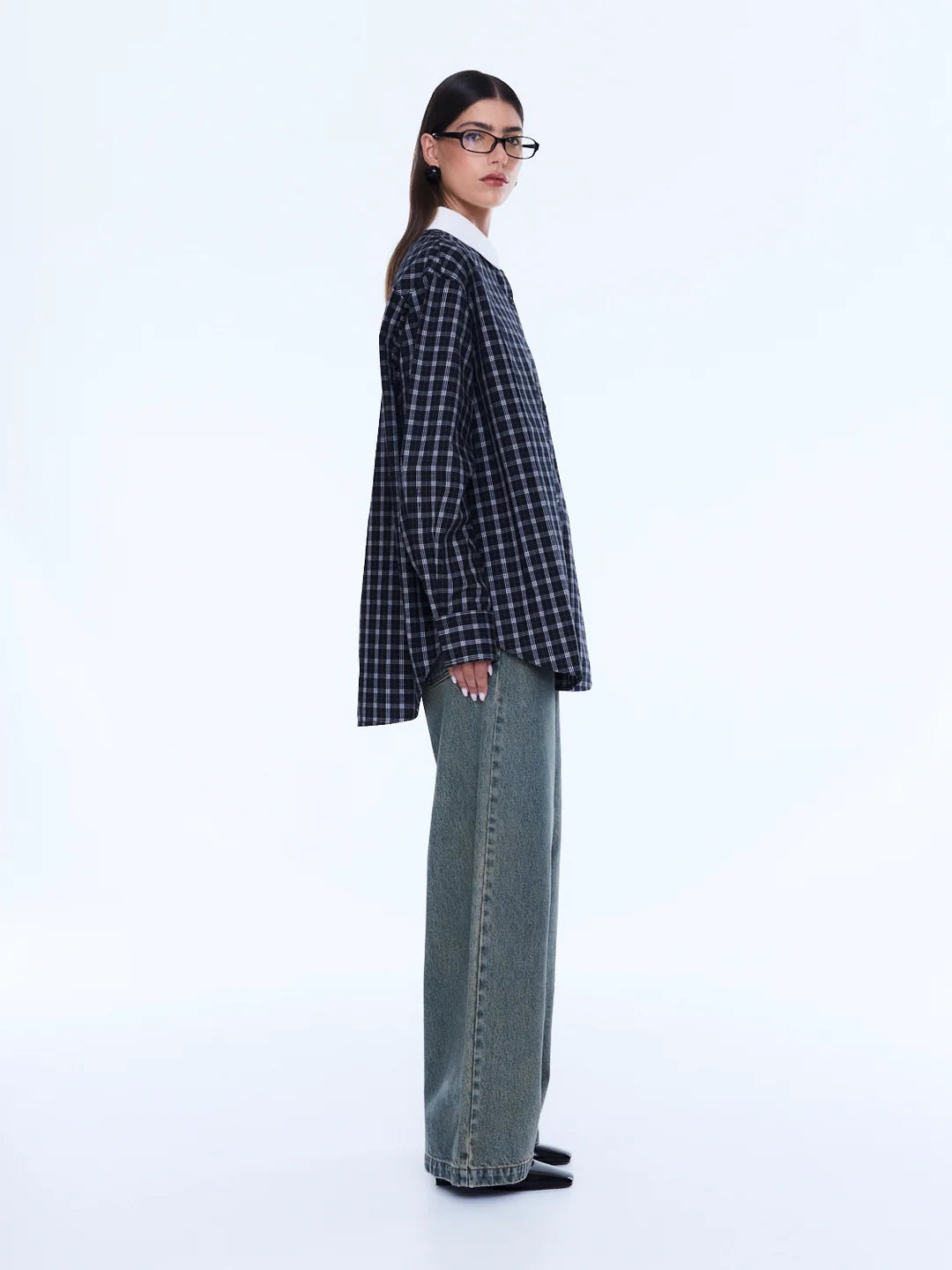 ENA PELLY - LOUISE CHECK SHIRT - BLACK CHECK