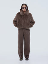 ENA PELLY - CHARLIE FAUX FUR JACKET - ASH BROWN