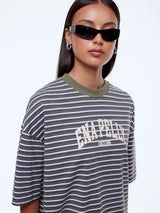 ENA PELLY - MAEVE RELAXED TEE MONROE - GREEN MULTI STRIPE