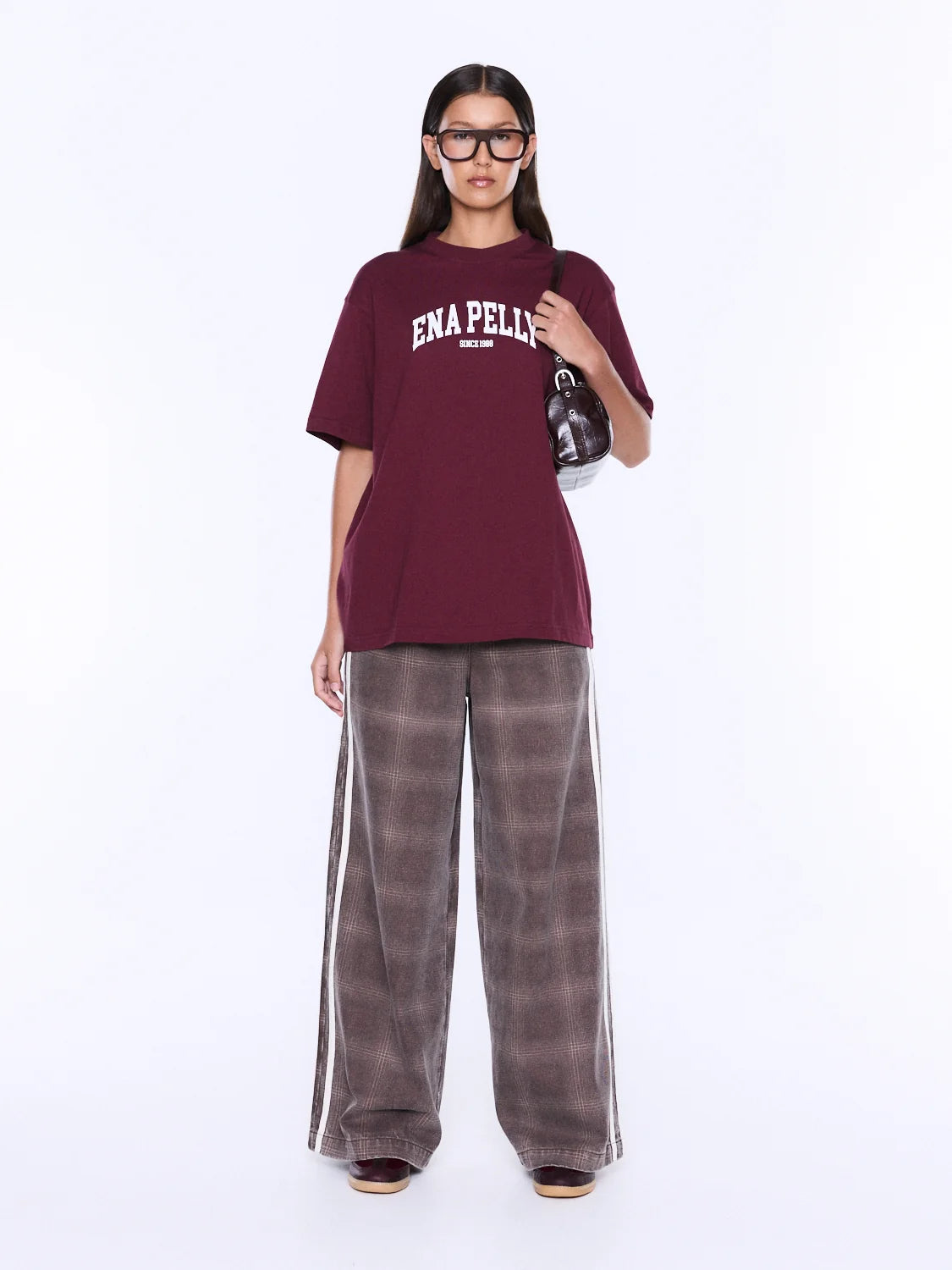ENA PELLY - IVY RELAXED TEE - BURGANDY
