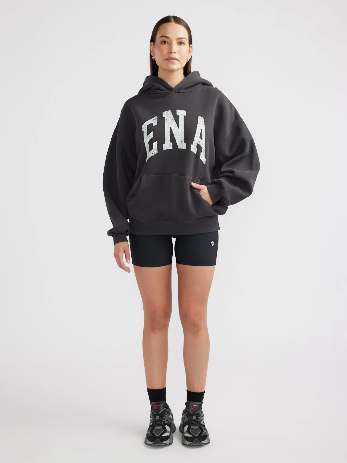 ENA PELLY - COLLEGIATE OVERSIZED HOODIE - VINTAGE BLACK