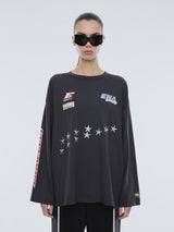ENA PELLY - SPEEDWAY LONG SLEEVE TEE - WASHED CHARCOAL