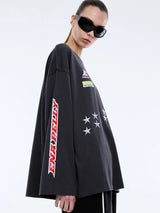 ENA PELLY - SPEEDWAY LONG SLEEVE TEE - WASHED CHARCOAL